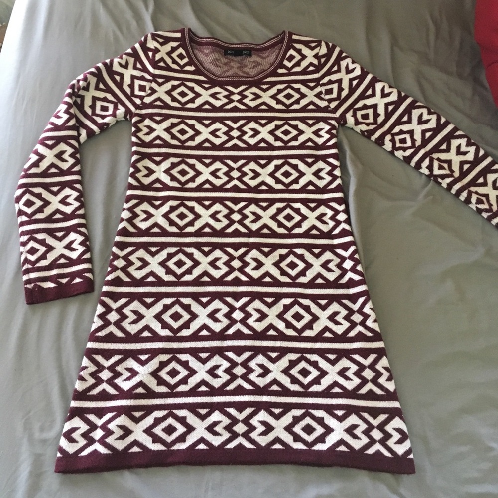 Maroon and white Double Zero knit dress